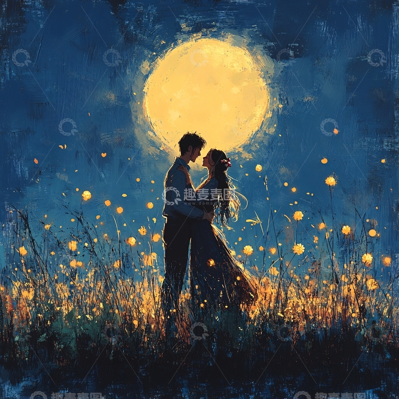 高清大图下载【趣麦麦图】插画唯美浪漫