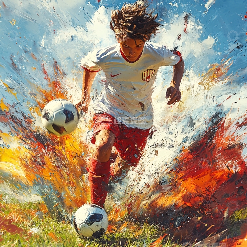 高清大图下载【趣麦麦图】插画足球运动员1