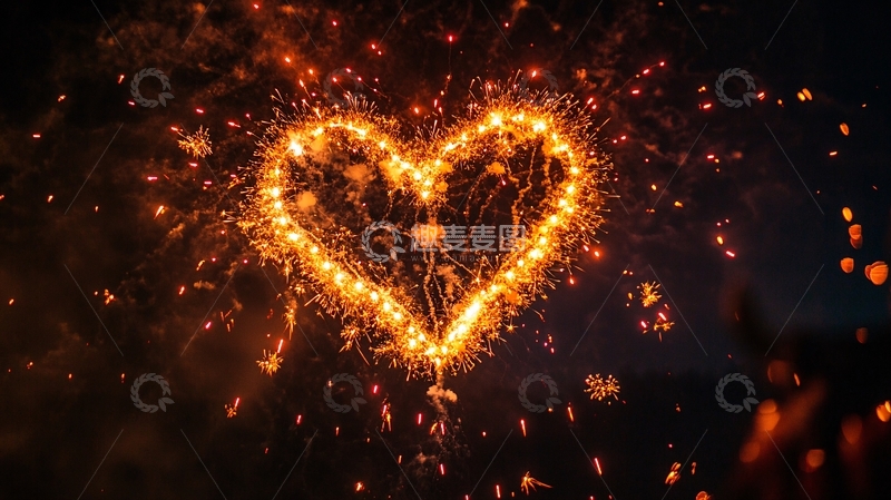 高清大图下载【趣麦麦图】心形烟花