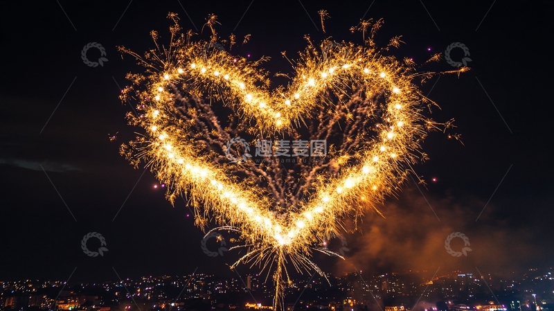 高清大图下载【趣麦麦图】心型烟火1