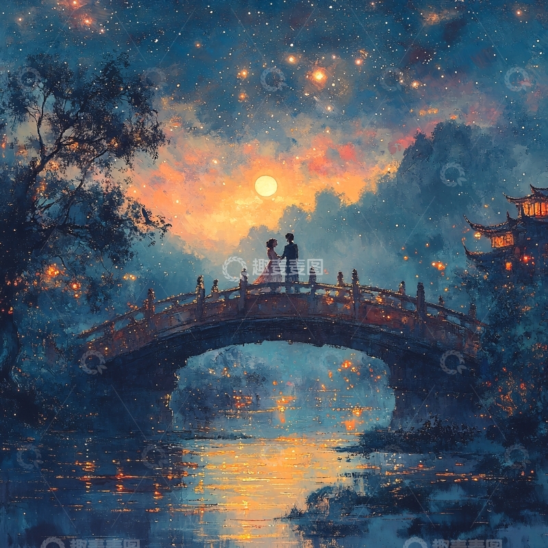 高清大图下载【趣麦麦图】意境鹊桥