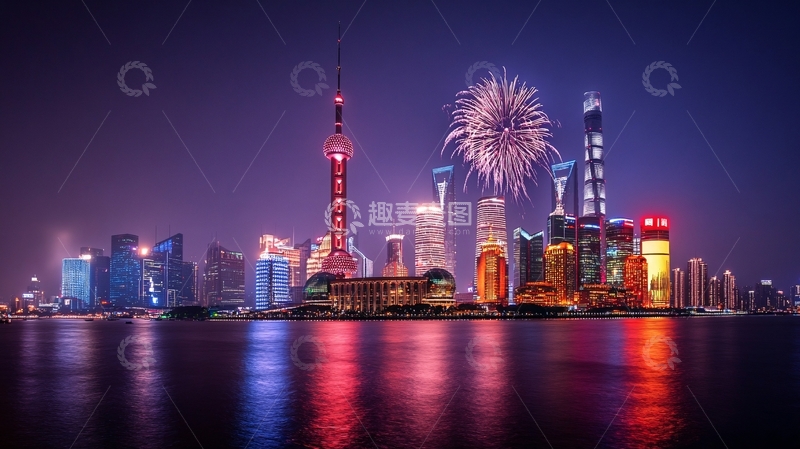 高清大图下载【趣麦麦图】陆家嘴烟花夜景