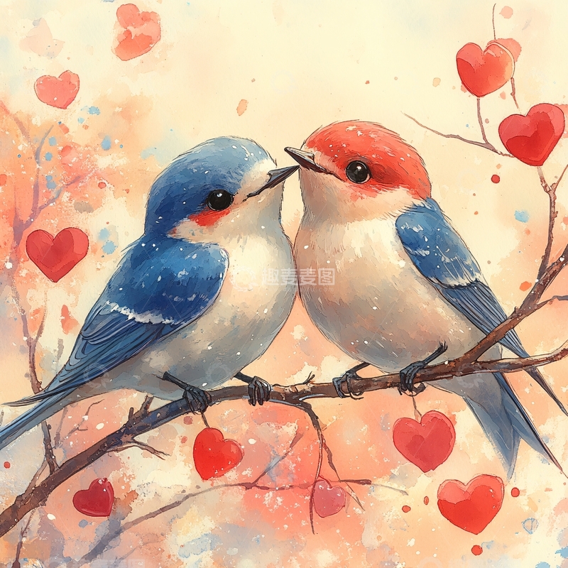 高清大图下载【趣麦麦图】情侣小鸟图1