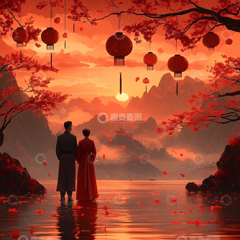 高清大图下载【趣麦麦图】古风情侣装饰布置