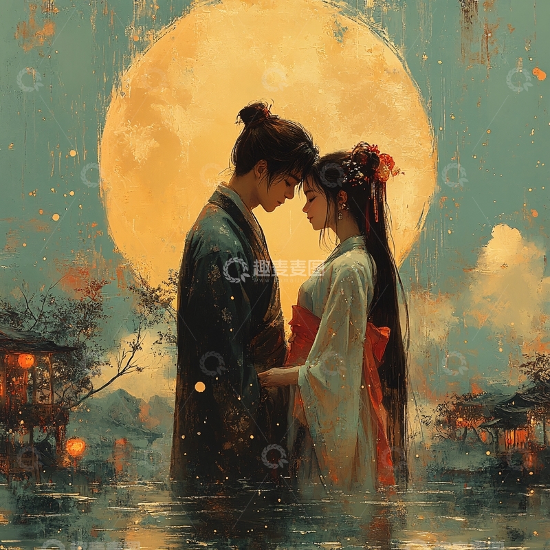 高清大图下载【趣麦麦图】古风情侣插画3
