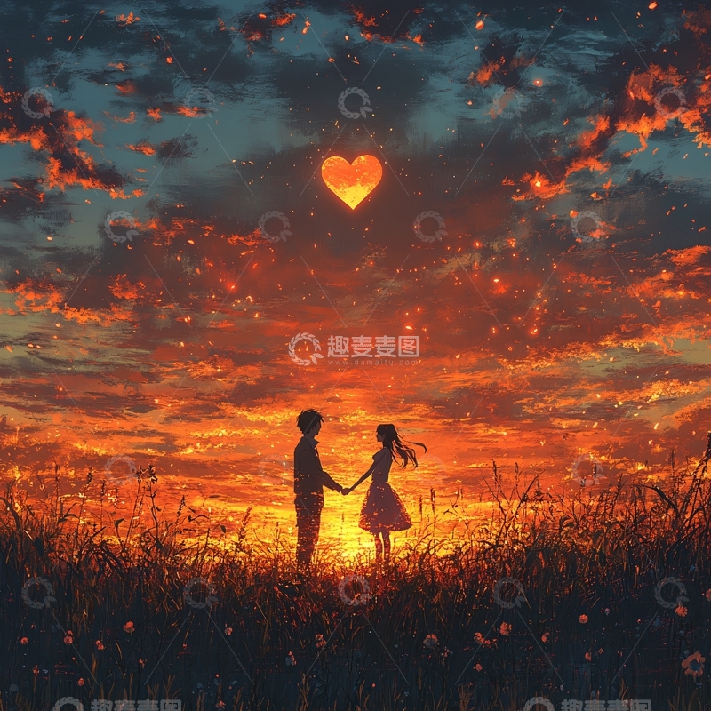 高清大图下载【趣麦麦图】插画唯美浪漫1