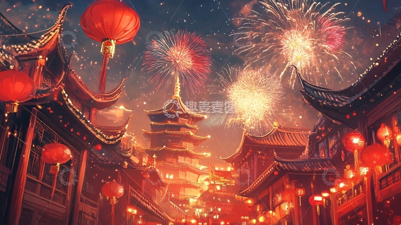 高清大图下载【趣麦麦图】横店插画11