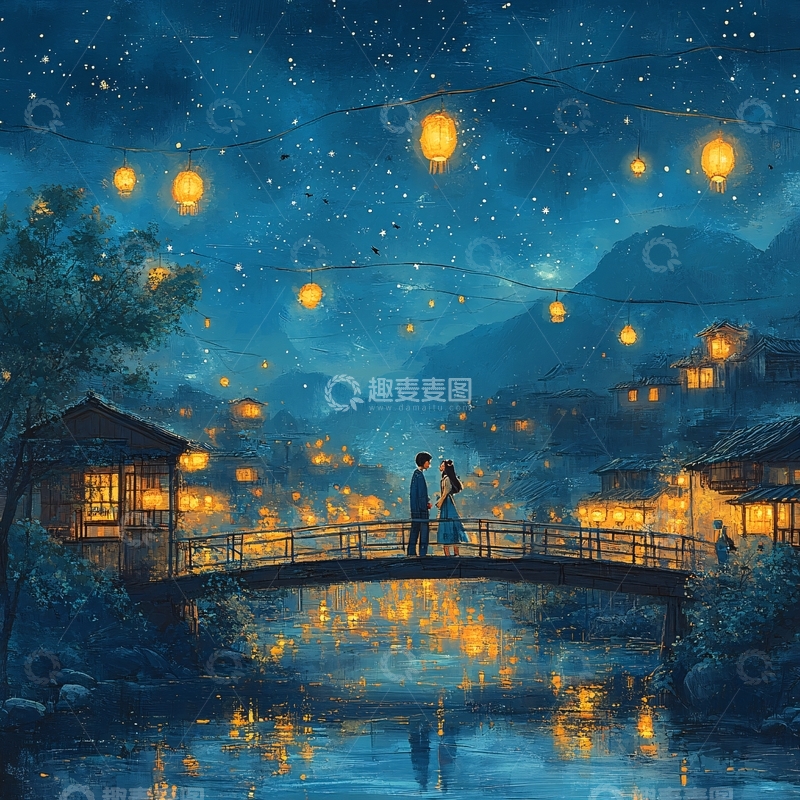 高清大图下载【趣麦麦图】串月桥插画6