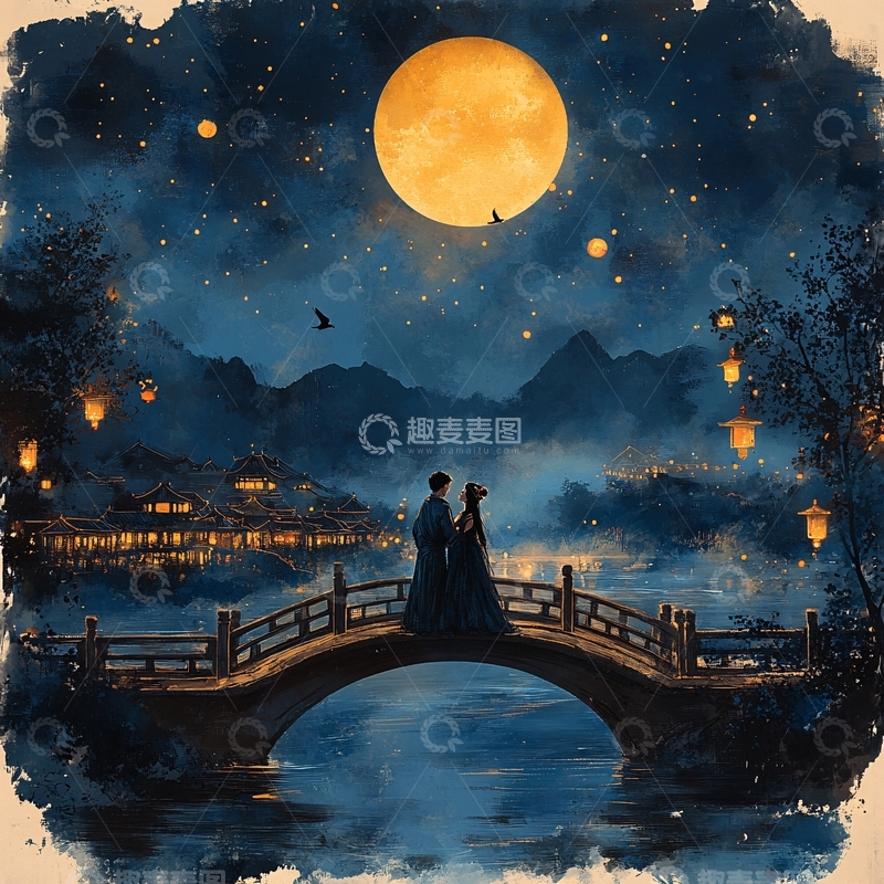 高清大图下载【趣麦麦图】古装男女鹊桥2