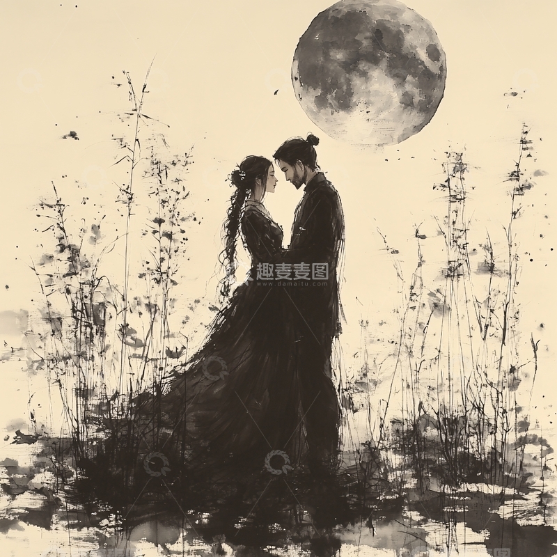 高清大图下载【趣麦麦图】手绘古风新郎新娘