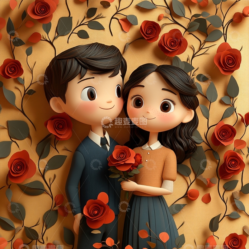 高清大图下载【趣麦麦图】情人节情侣
