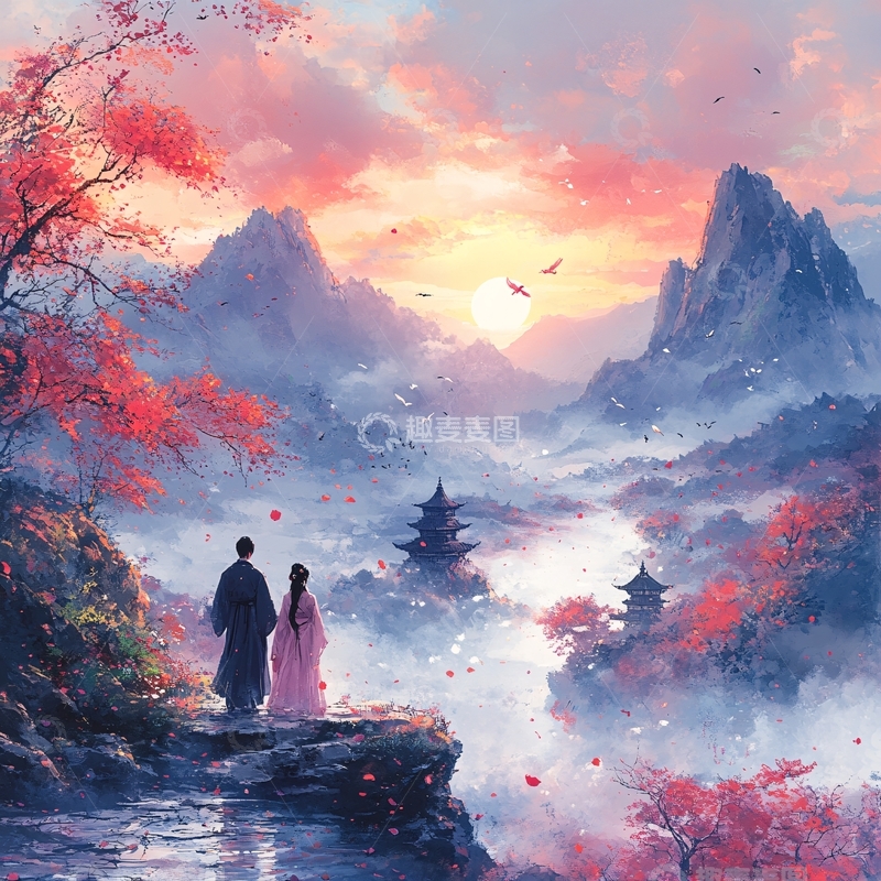 高清大图下载【趣麦麦图】唯美古风场景插画封面