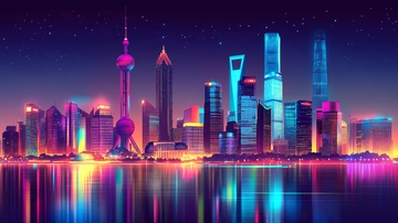 北上广深天际线插画5