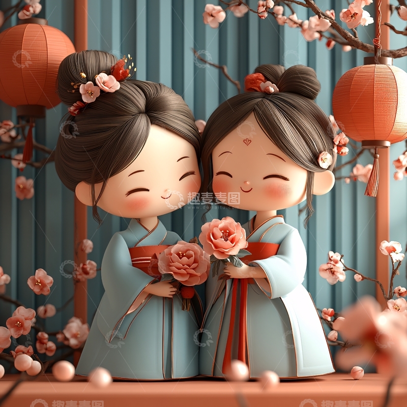 高清大图下载【趣麦麦图】古风情侣装饰布置1
