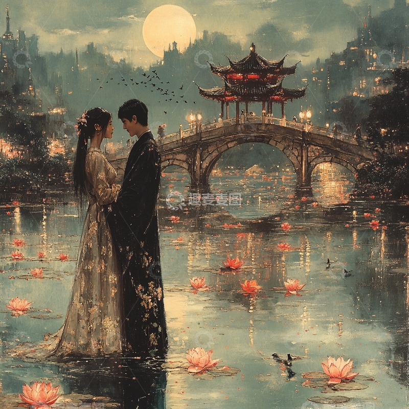 高清大图下载【趣麦麦图】古装男女鹊桥3