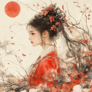 红衣少女设计古风19