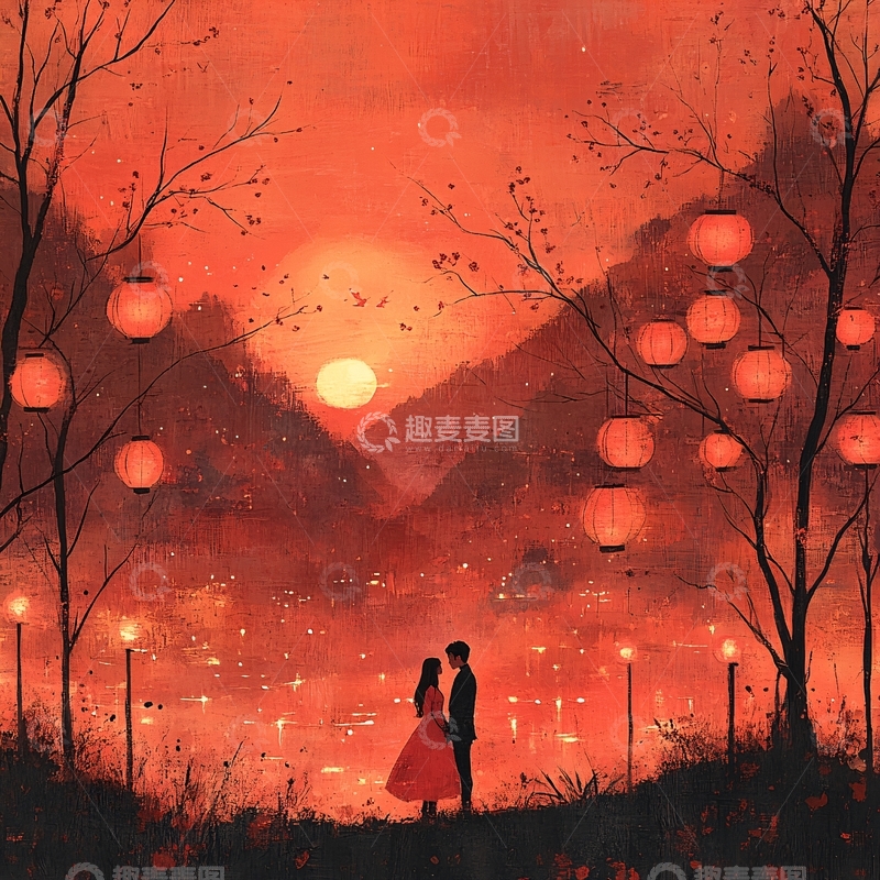 高清大图下载【趣麦麦图】插画唯美浪漫4