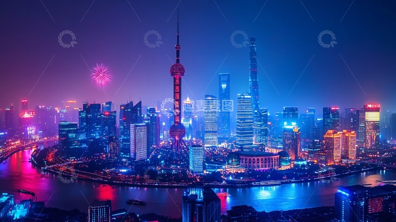 高清大图下载【趣麦麦图】陆家嘴烟花夜景2