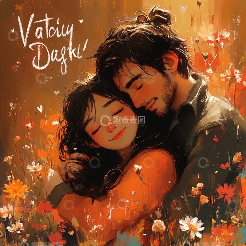 高清大图下载【趣麦麦图】唯美浪漫情侣插画8
