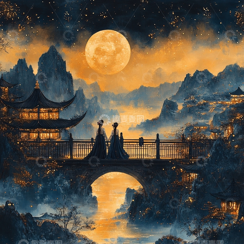 高清大图下载【趣麦麦图】古装男女鹊桥4