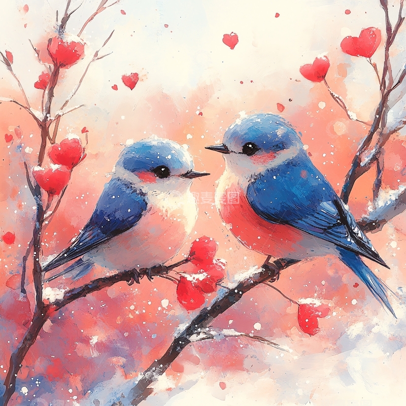 高清大图下载【趣麦麦图】情侣小鸟图