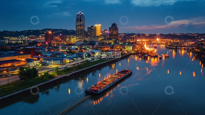 高清大图下载【趣麦麦图】城市夜景水岸线