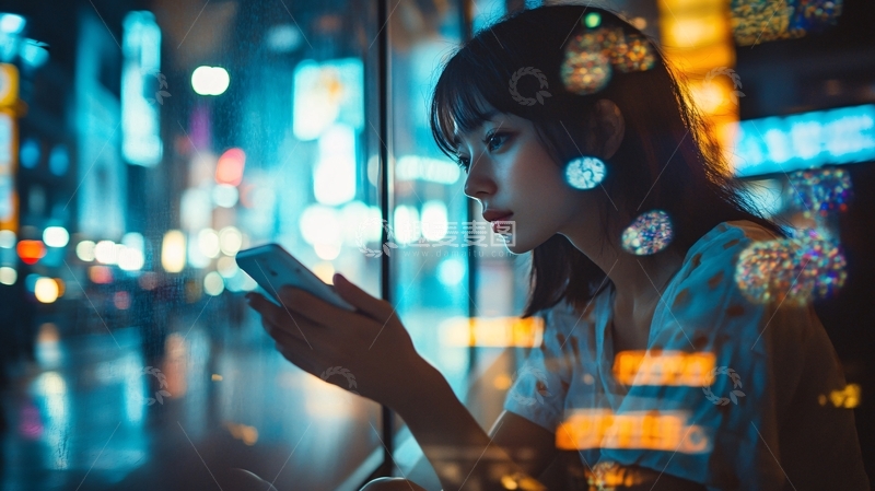 高清大图下载【趣麦麦图】夜景人像