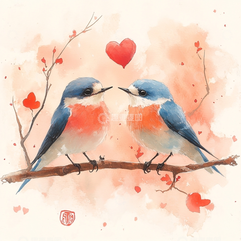 高清大图下载【趣麦麦图】情侣小鸟图2