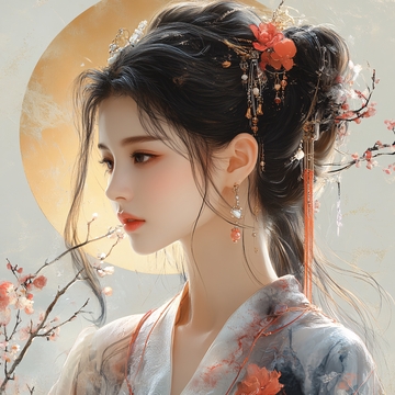 古风美女头像插画封面2