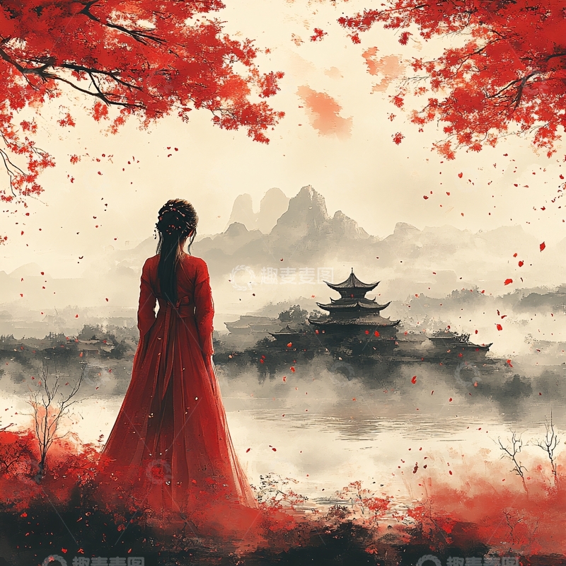 高清大图下载【趣麦麦图】红衣少女设计古风18