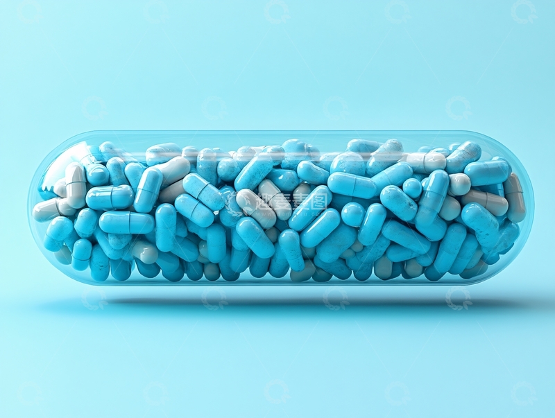 高清大图下载【趣麦麦图】蓝色胶囊药品