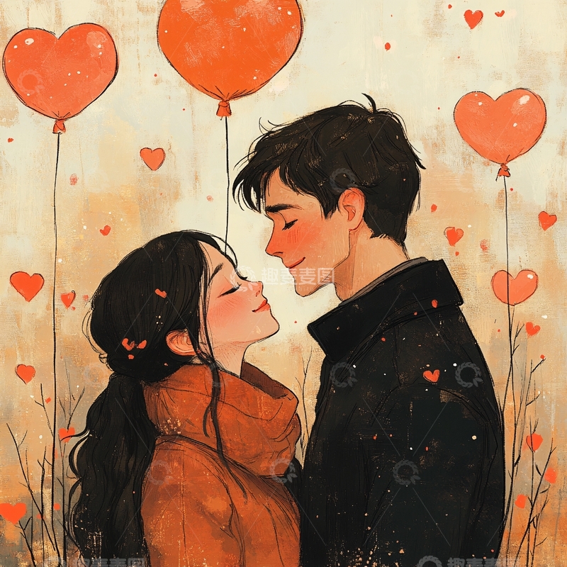 高清大图下载【趣麦麦图】插画情侣3