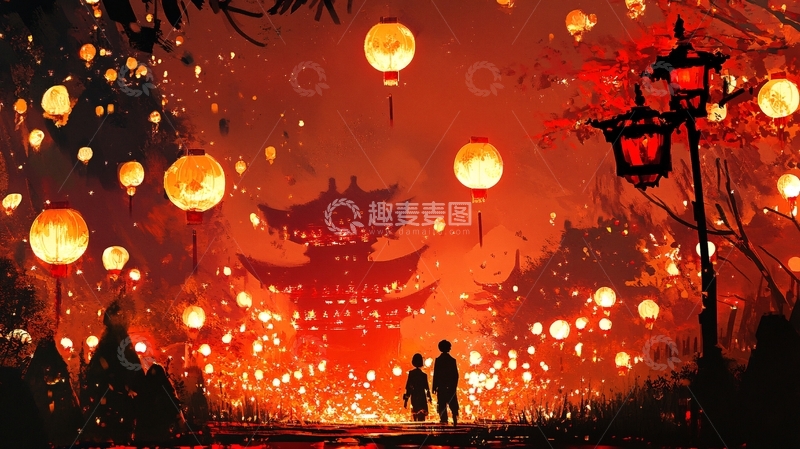 高清大图下载【趣麦麦图】情侣灯会2