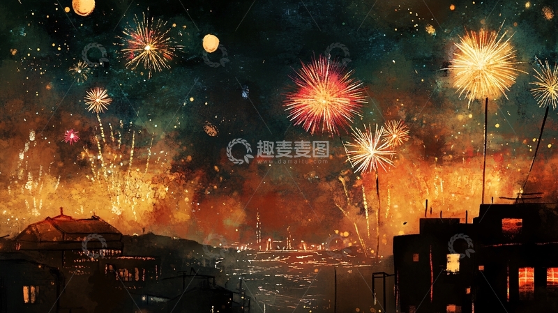 高清大图下载【趣麦麦图】横版烟火30