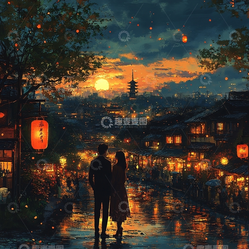 高清大图下载【趣麦麦图】插画背影