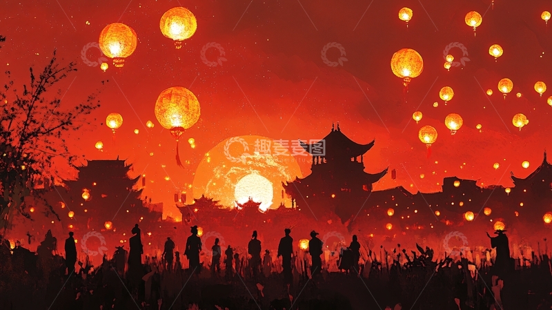 高清大图下载【趣麦麦图】元宵节场景1