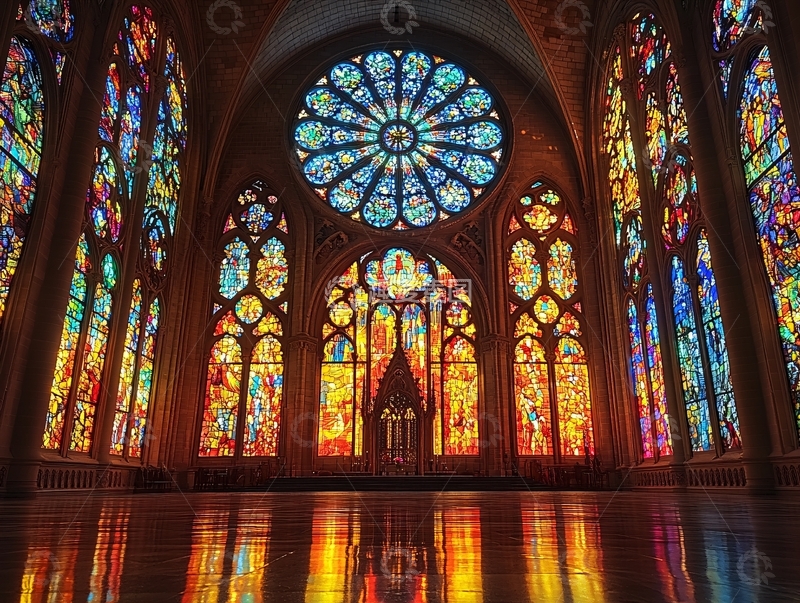 高清大图下载【趣麦麦图】大殿彩色玻璃3