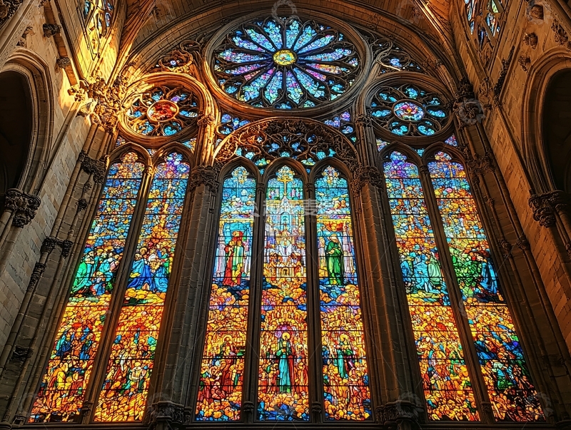 高清大图下载【趣麦麦图】大殿彩色玻璃4