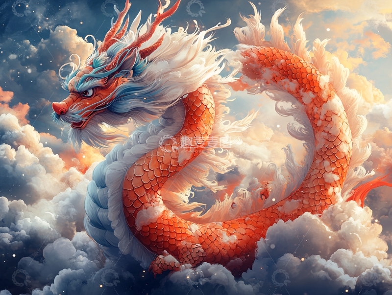 高清大图下载【趣麦麦图】飞龙在天插画6