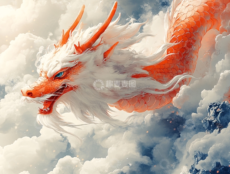 高清大图下载【趣麦麦图】飞龙在天插画5