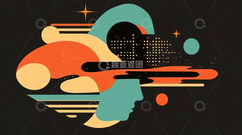 高清大图下载【趣麦麦图】抽象扁平风插画