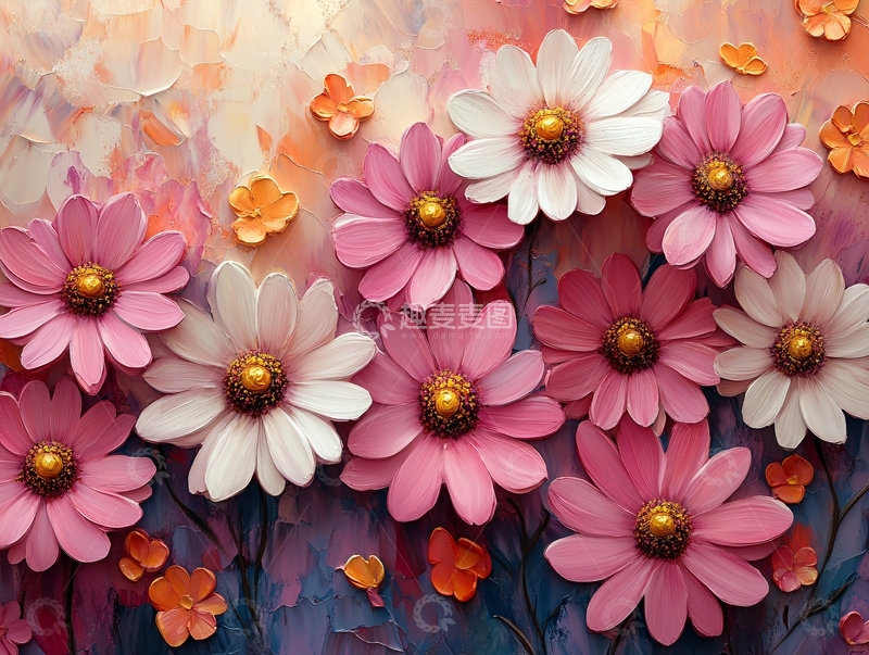 高清大图下载【趣麦麦图】浮雕缤纷花卉14