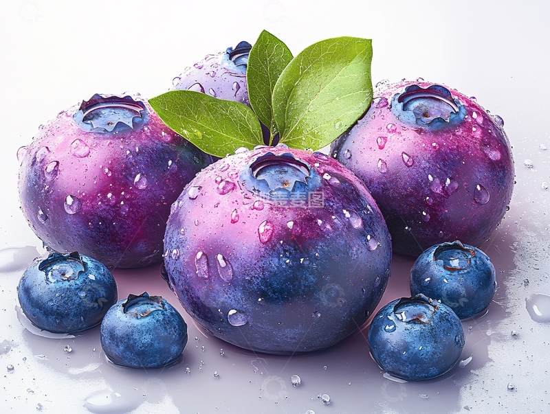 高清大图下载【趣麦麦图】蓝莓水珠2