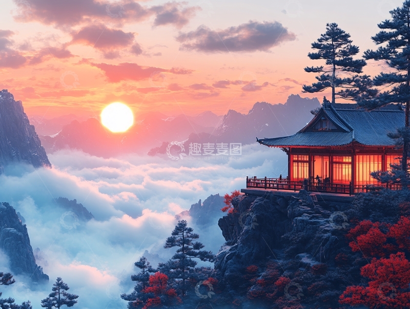 高清大图下载【趣麦麦图】山水楼阁雅致意境风10