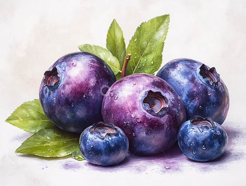 高清大图下载【趣麦麦图】原创蓝莓插画2