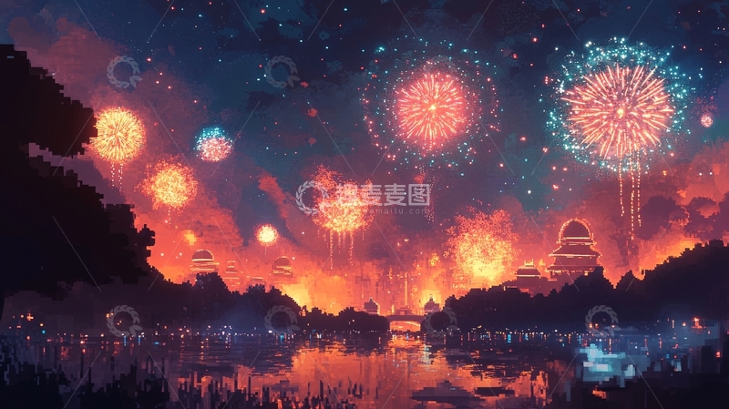 高清大图下载【趣麦麦图】横版烟火34