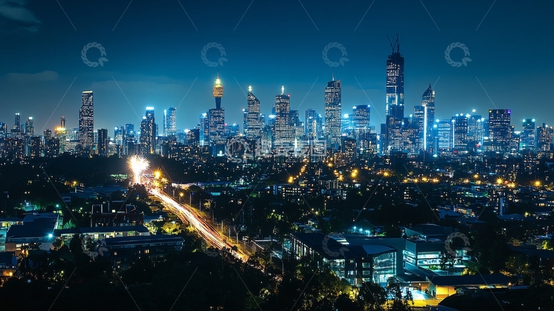 高清大图下载【趣麦麦图】澳洲墨尔本城市夜景1