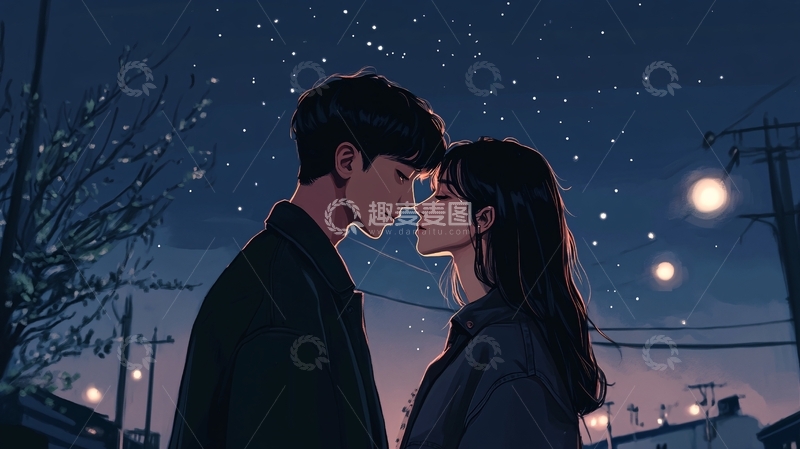 高清大图下载【趣麦麦图】插画情侣4