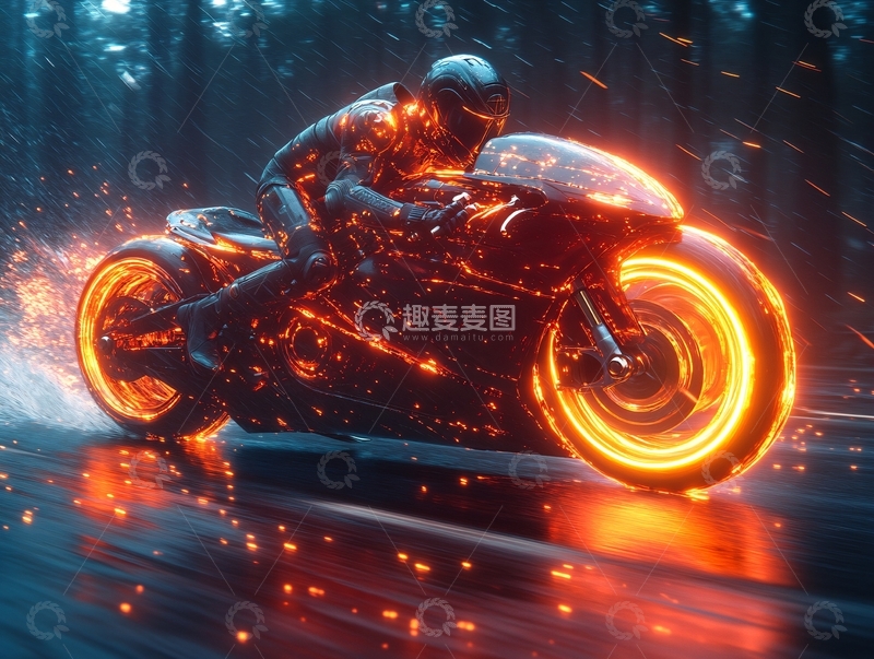 高清大图下载【趣麦麦图】科技感的摩托车1