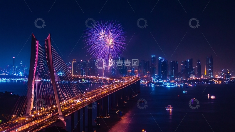 高清大图下载【趣麦麦图】橘洲烟花